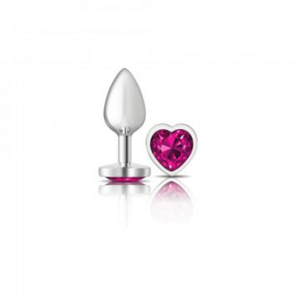 Cheeky Charms Heart Bright Pink Small Silver Plug - Anal Plugs