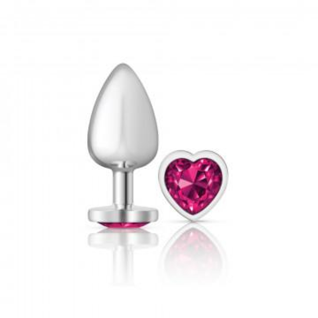 Cheeky Charms Heart Bright Pink Large Silver Plug - Anal Plugs