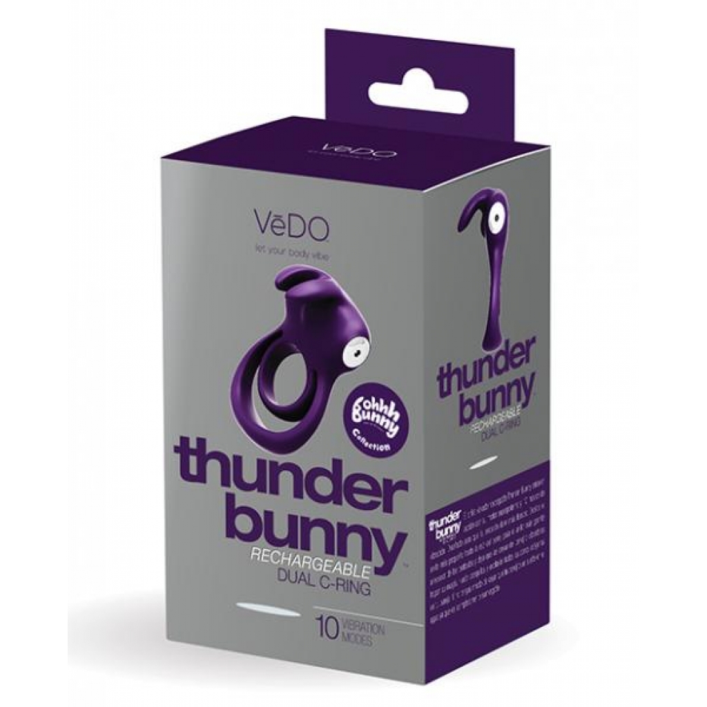 Vedo Thunder Bunny Dual Ring Rechargeable Perfectly Purple - Couples Vibrating Penis Rings