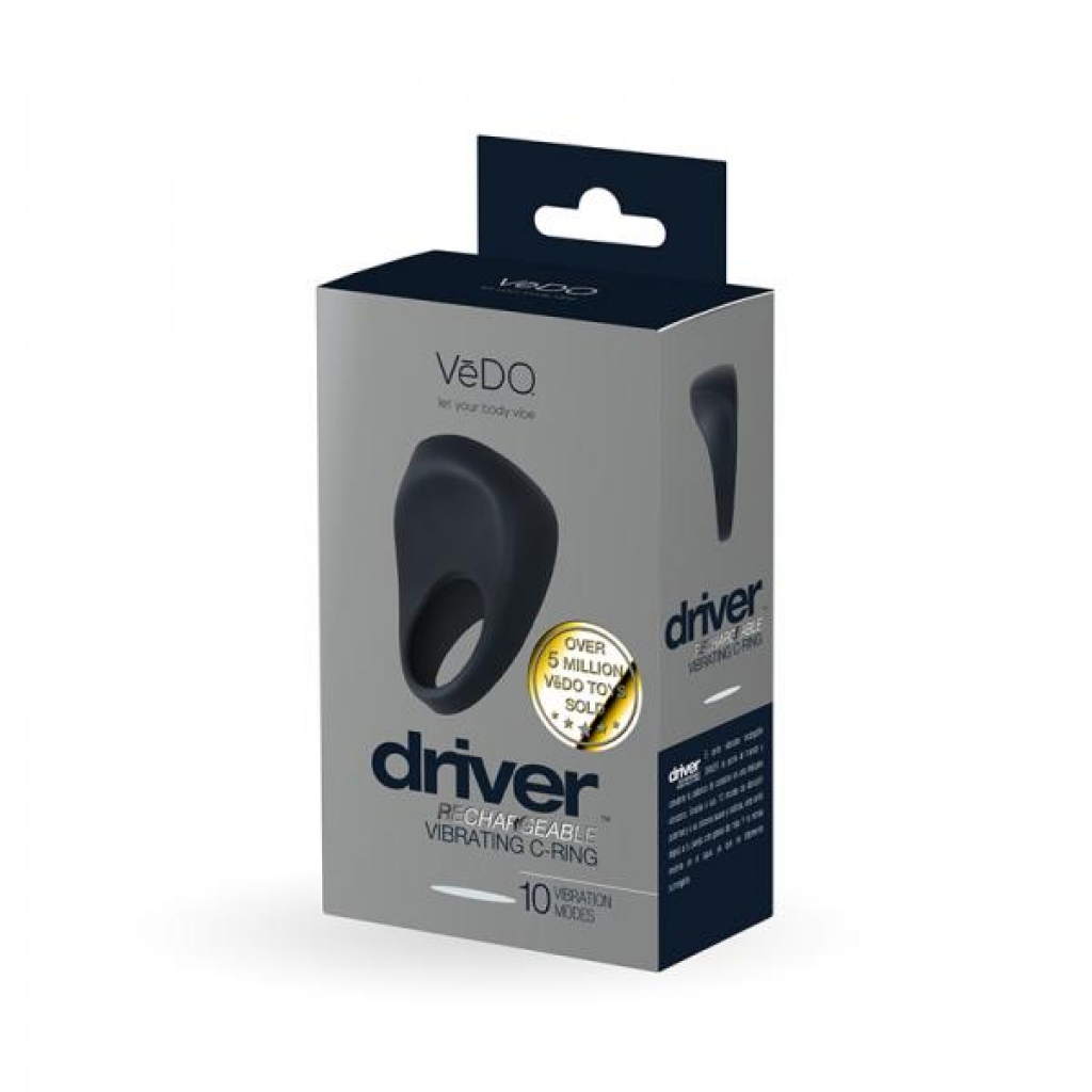 Vedo Driver Rechargeable Vibrating C-ring Black - Couples Penis Rings