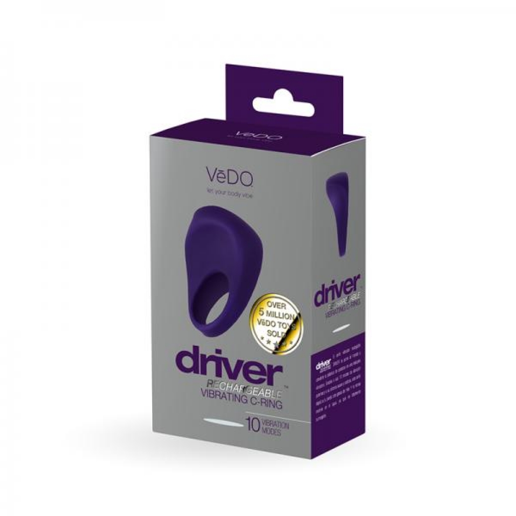 Vedo Driver Rechargeable Vibrating C-ring Purple - Couples Penis Rings