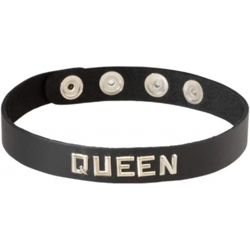 Black Leather Collar- Queen - Collars & Leashes