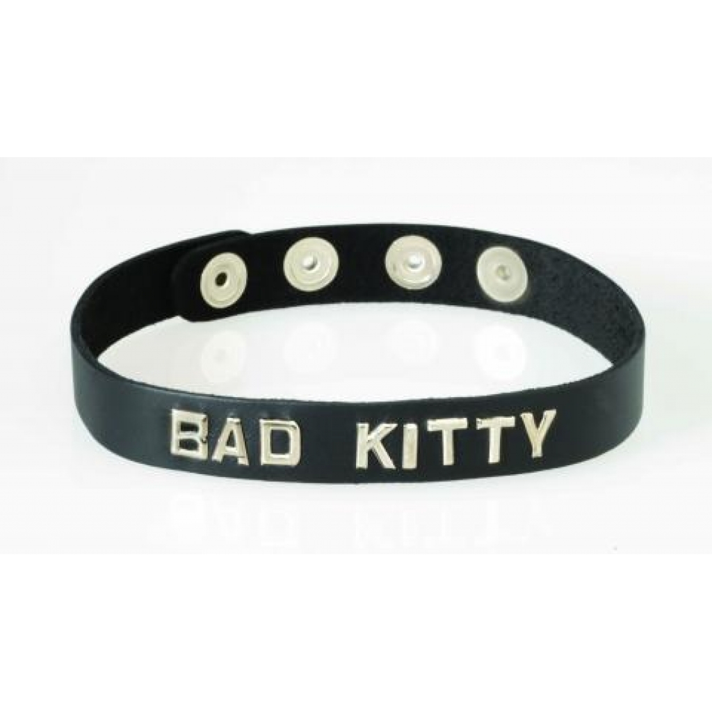 Wordband Collar - Bad Kitty Black