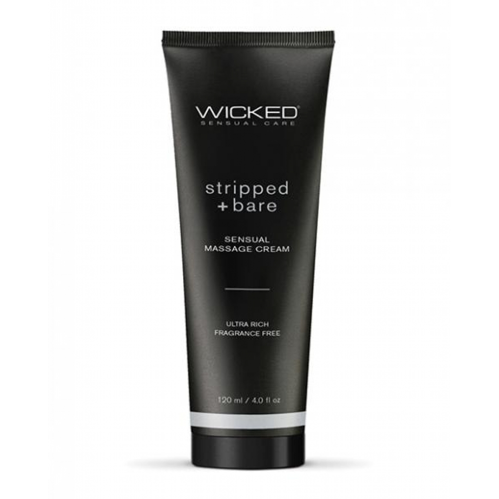 Wicked Massage Cream Stripped + Bare Unscented 4 Oz - Sensual Massage Oils & Lotions