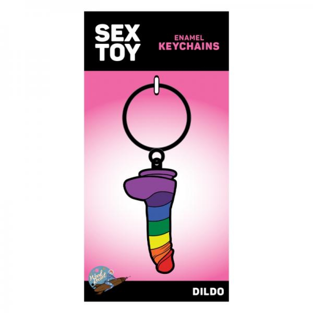 Rainbow Dildo Keychain (net) - Gag & Joke Gifts