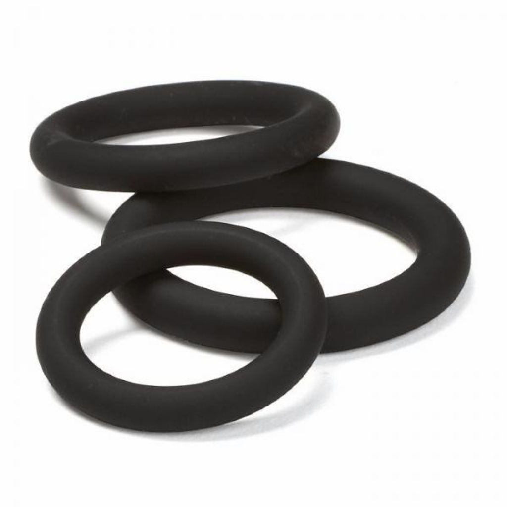 Cloud 9 Pro Sensual Silicone Cock Ring 3 Pack Black - Cock Ring Trios