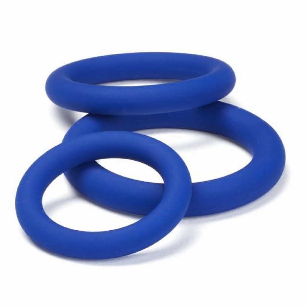 Cloud 9 Pro Sensual Silicone Cock Ring 3 Pack Blue - Cock Ring Trios