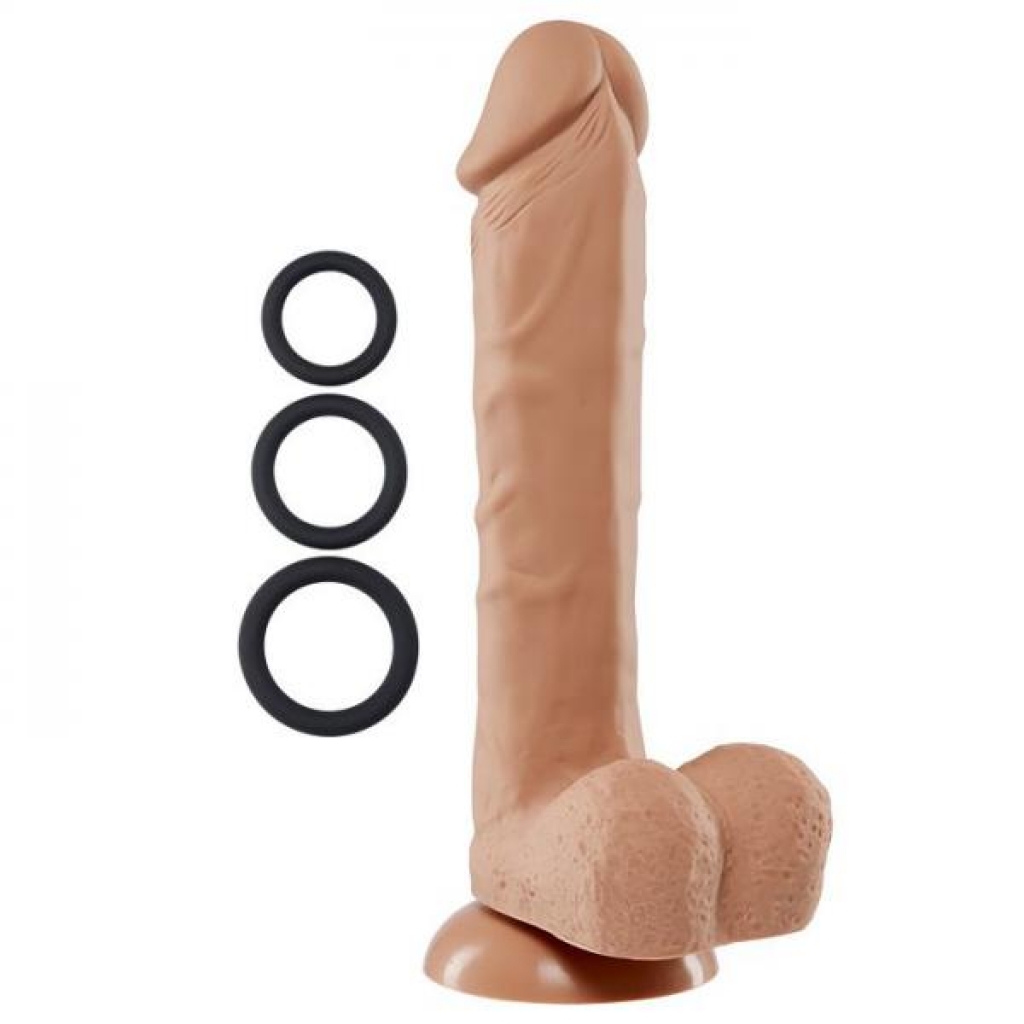 Pro Sensual Premium Silicone Dong Tan 9 inches with 3 C-Rings - Realistic Dildos & Dongs