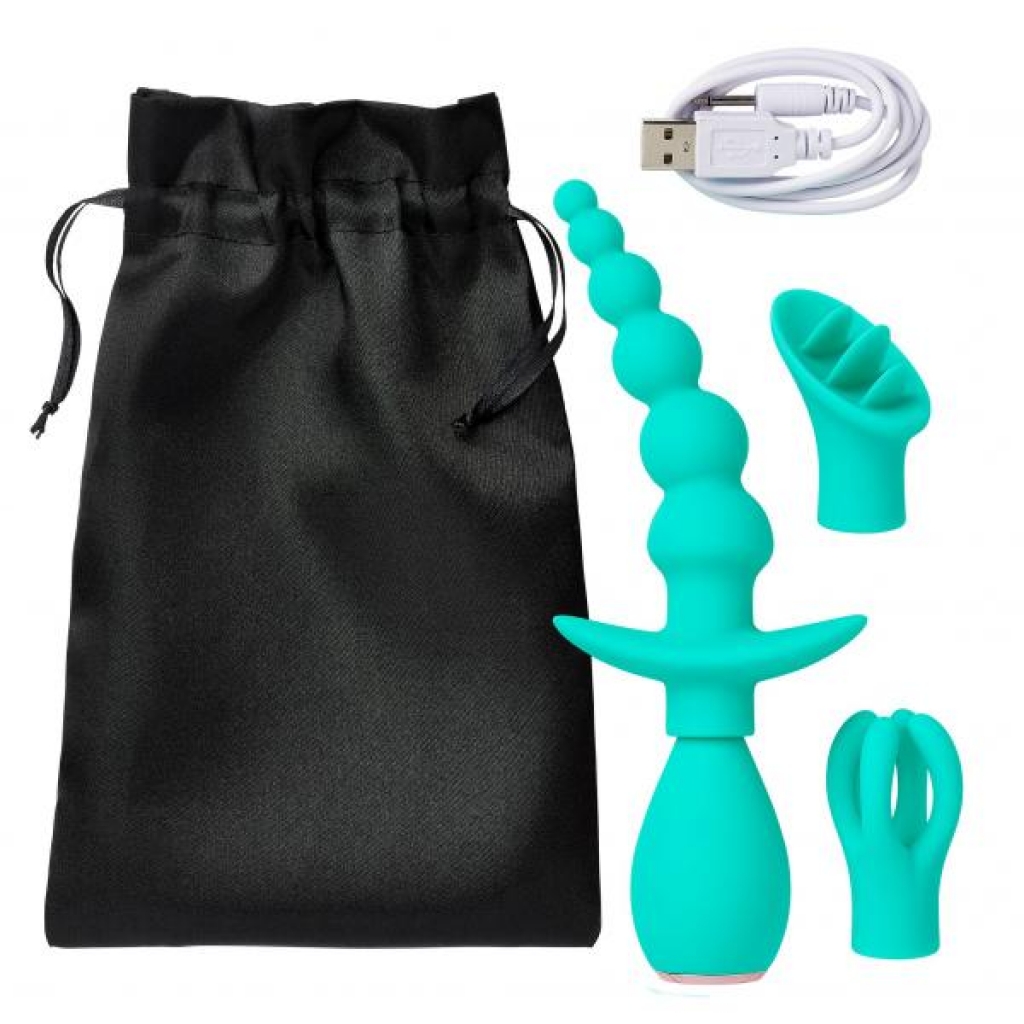 Cloud 9 Health & Wellness Anal Clitoral & Nipple Massager Kit Teal - Kits & Sleeves