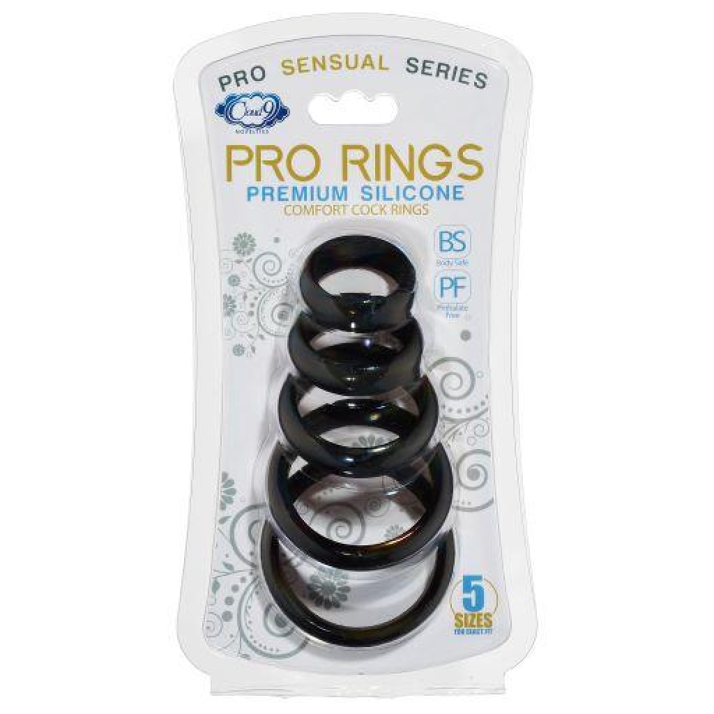 Cloud 9 Comfort Cock Rings W/flat Back 5-pk Pro Sensual Line - Cock Ring Trios