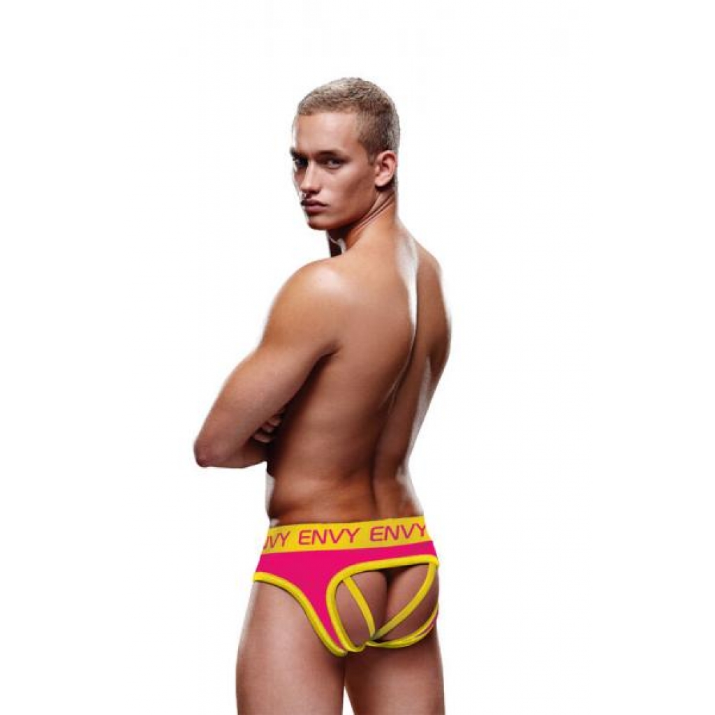 Envy Solid Jock Pink/yellow M/l - Mens Underwear