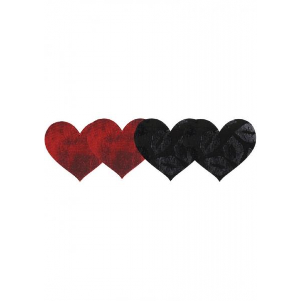 Stolen Kisses Hearts Pasties Red, Black 2 Pack - Pasties, Tattoos & Accessories