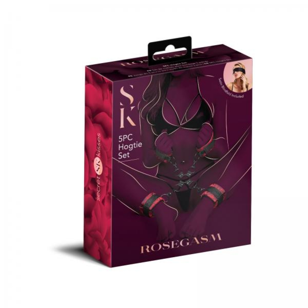 Rosegasm 5pc Hog Tie Set W/ Blindfold - BDSM Kits