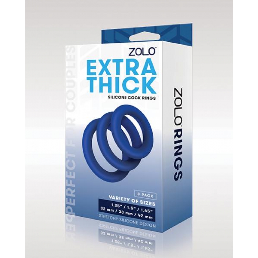 Zolo Extra Thick Silicone Cock Ring 3pk - Cock Ring Trios