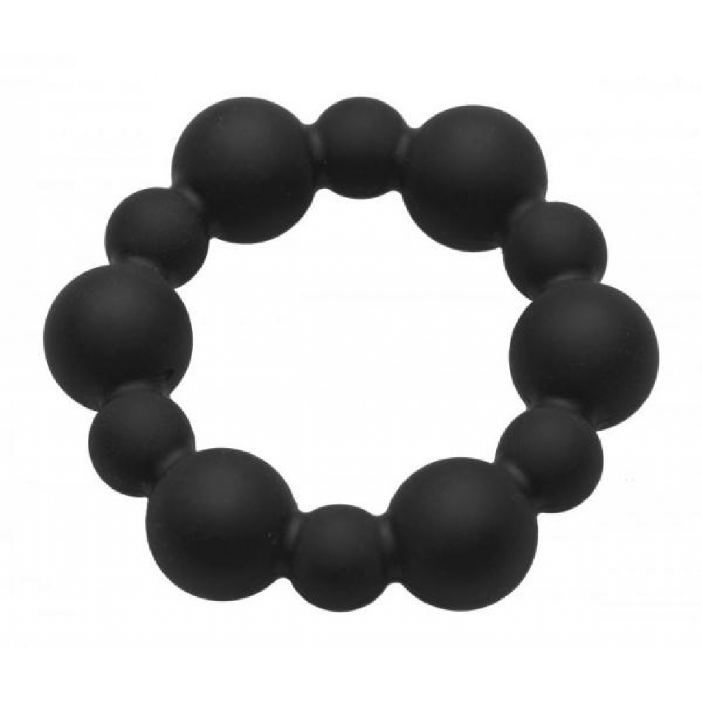 Shadow Silicone Beaded Cock Ring Black - Mens Cock & Ball Gear