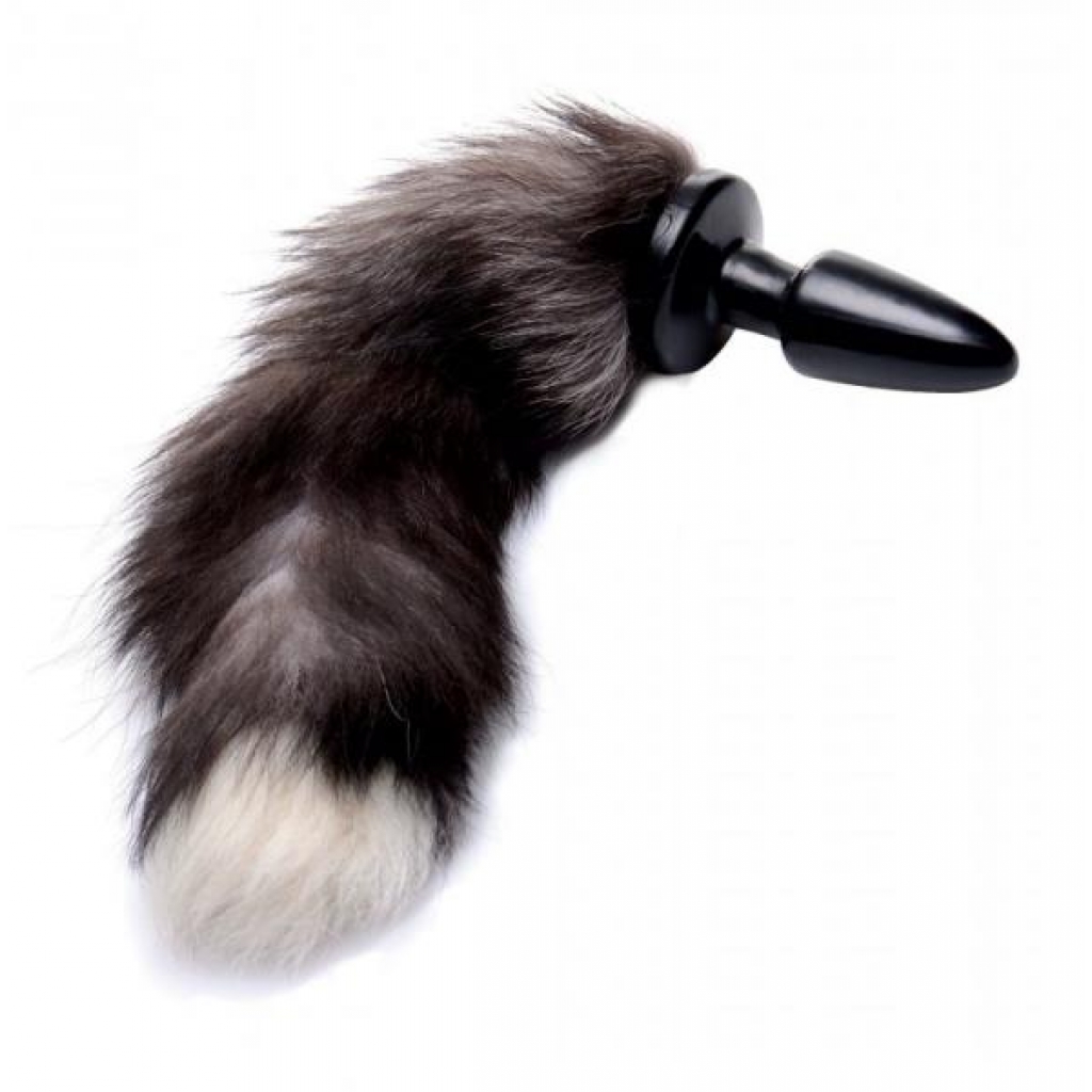 Tailz Grey Foxy Faux Fox Tail Butt Plug Black White - Anal Plugs