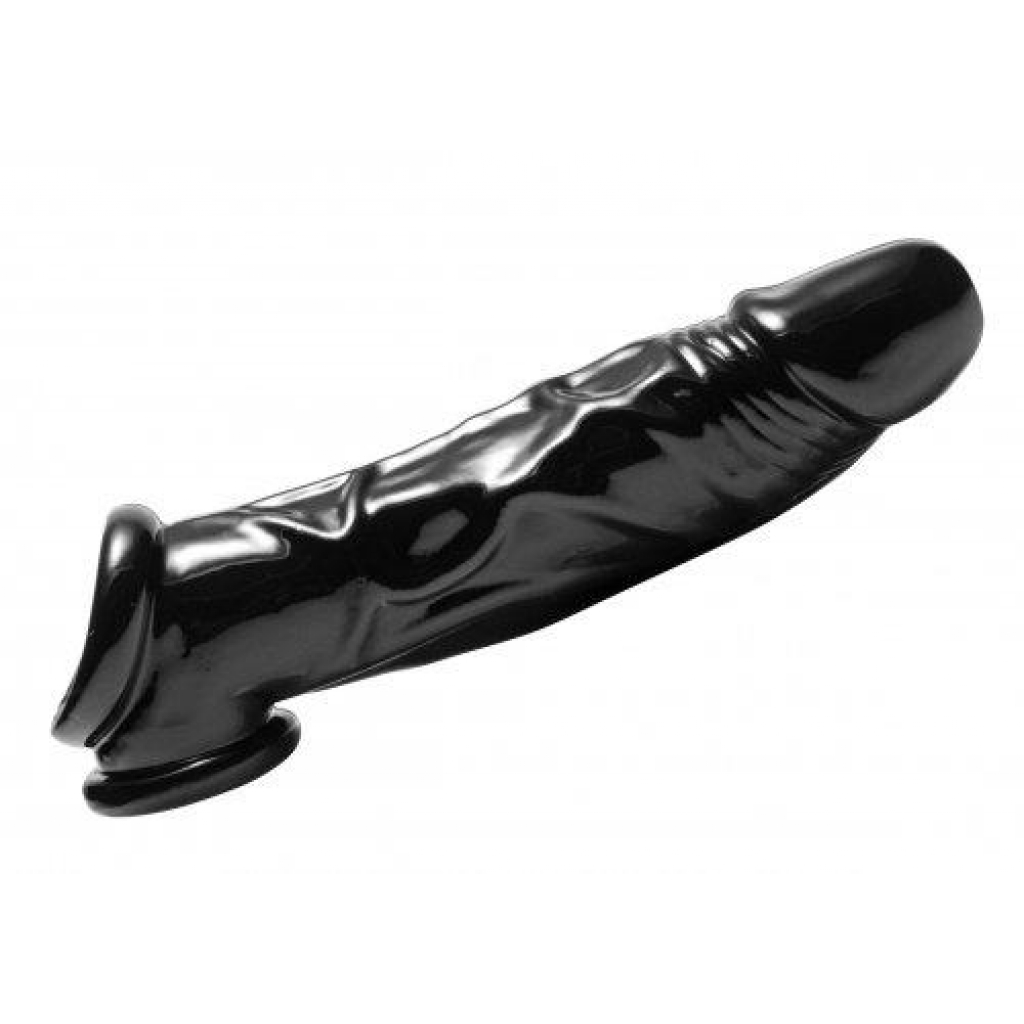 Fuk Tool Penis Sheath And Ball Stretcher Black - Penis Sleeves & Enhancers