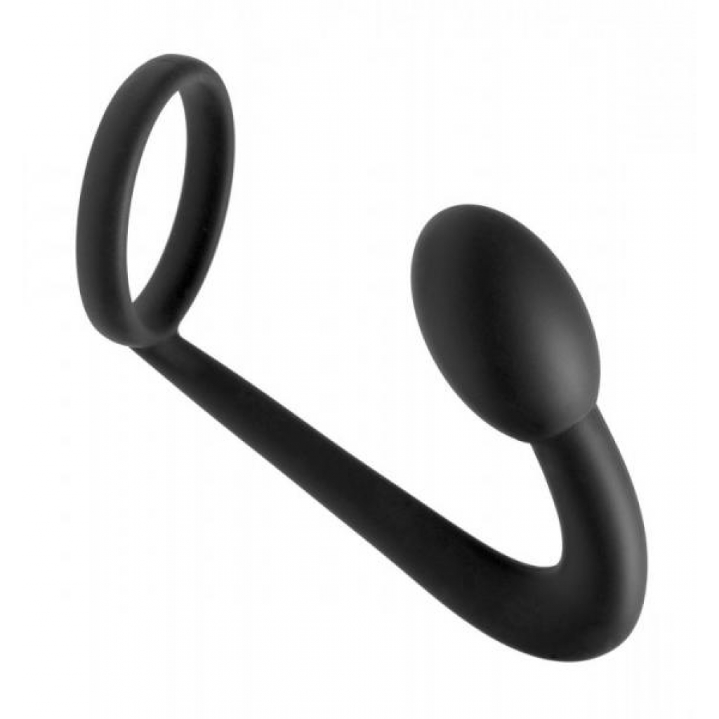 Explorer Cock Ring Prostate Plug Black - Prostate Massagers