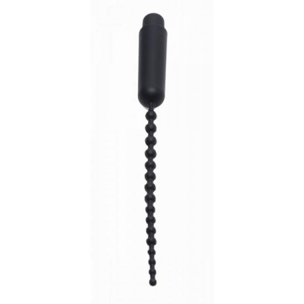 Dark Rod Vibrating Beaded Silicone Sound Black - Mens Cock & Ball Gear