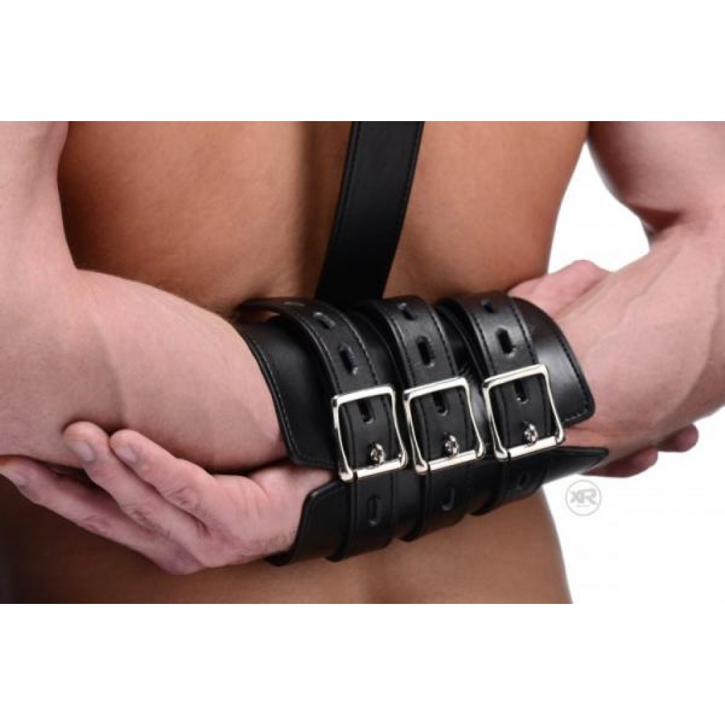 Arm Binder Biceps & Forearm Restraints Black Leather - Babydolls & Slips