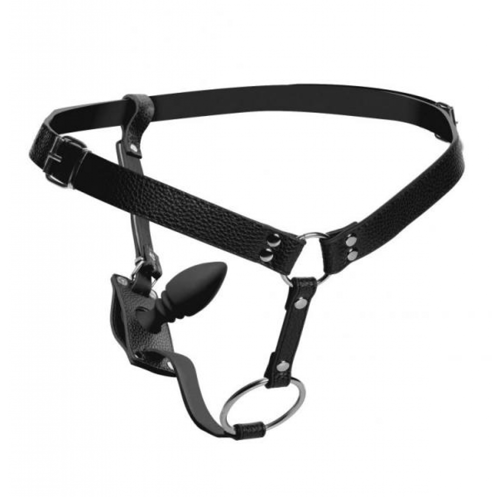 Male Cock Ring Harness With Silicone Butt Plug - Harnesses