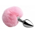 Fluffy Bunny Tail Anal Metal Butt Plug - Pink