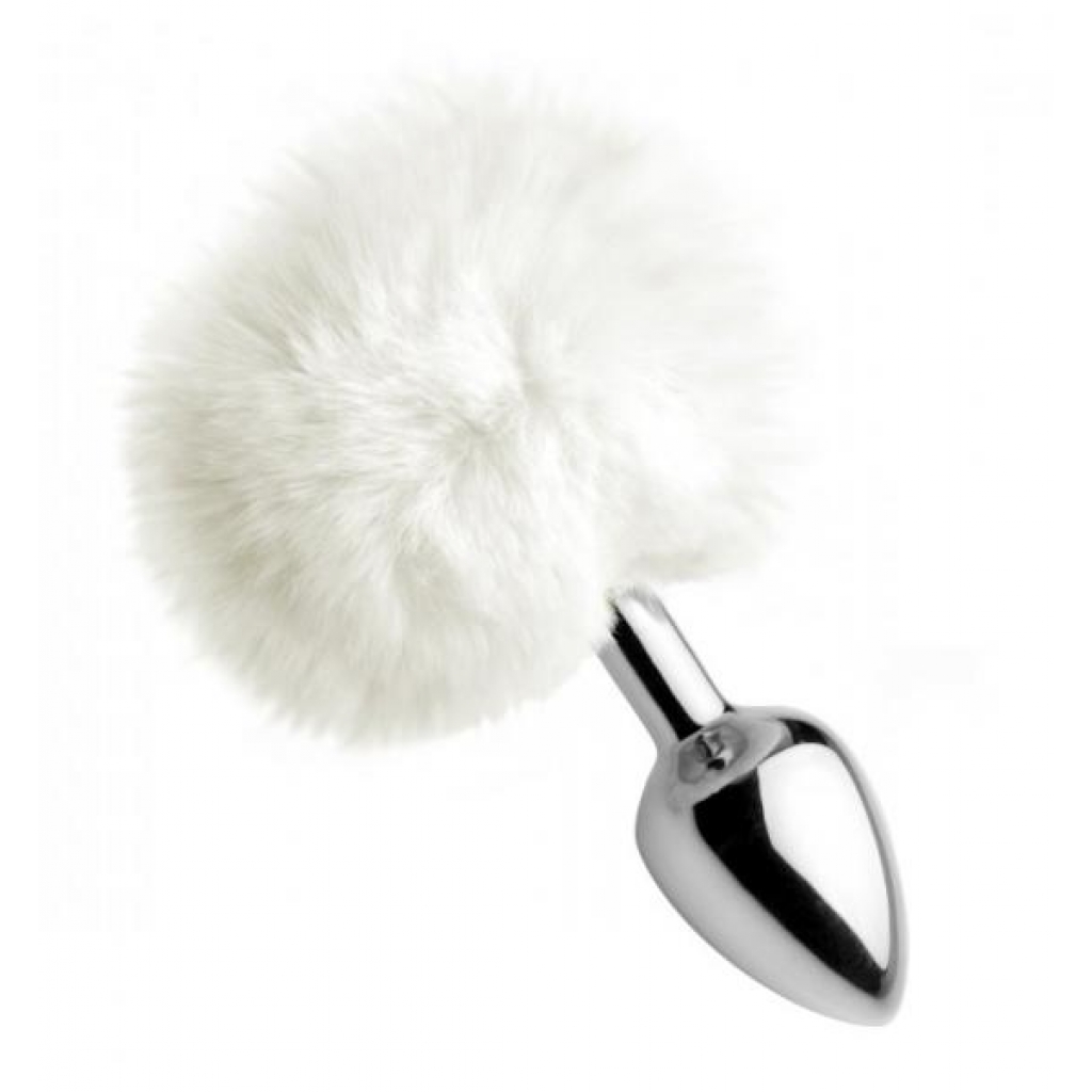 White Fluffy Bunny Tail Anal Plug - Anal Plugs