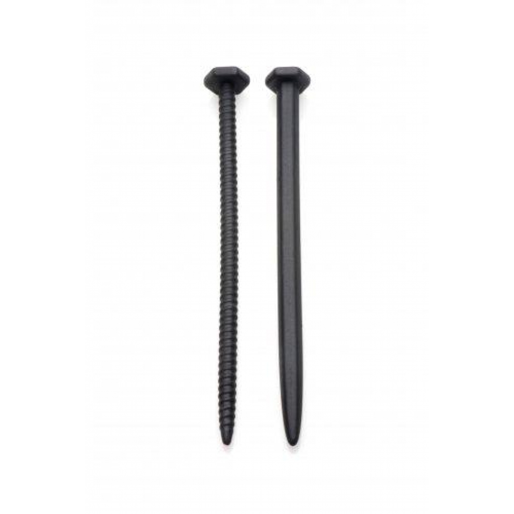Hardware Nail & Screw Silicone Urethral Sounds Black - Mens Cock & Ball Gear
