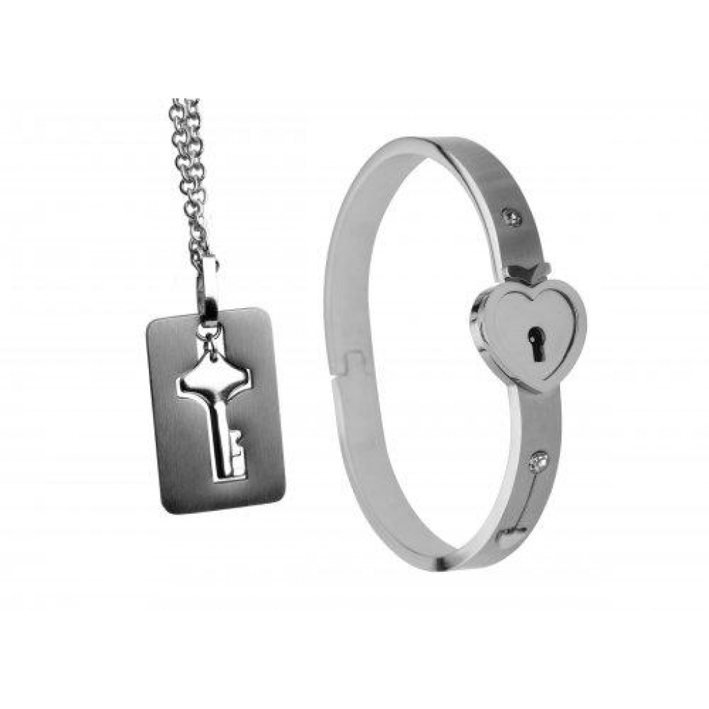 Cuffed Locking Bracelet, Key Necklace Tungsten Steel - Jewelry