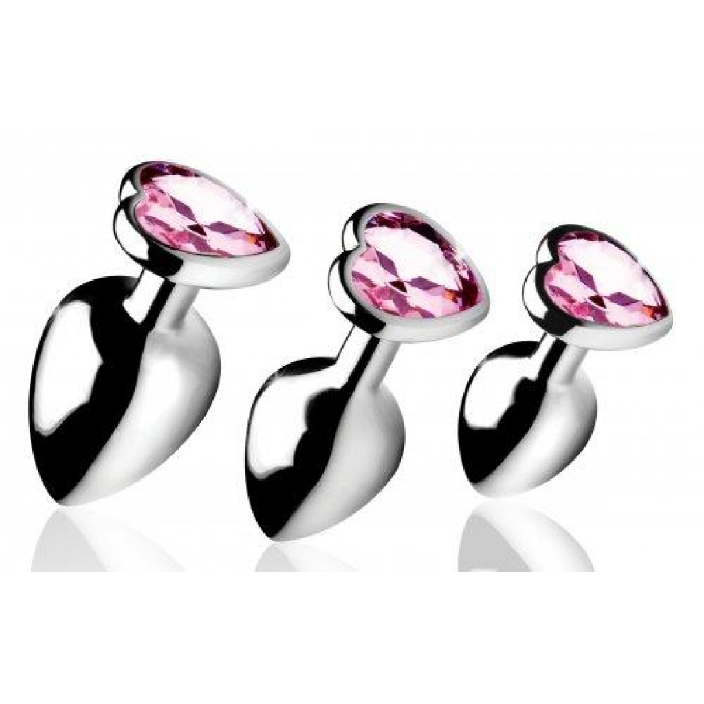 Booty Sparks Pink Heart Gem Anal Plug Set - Anal Trainer Kits