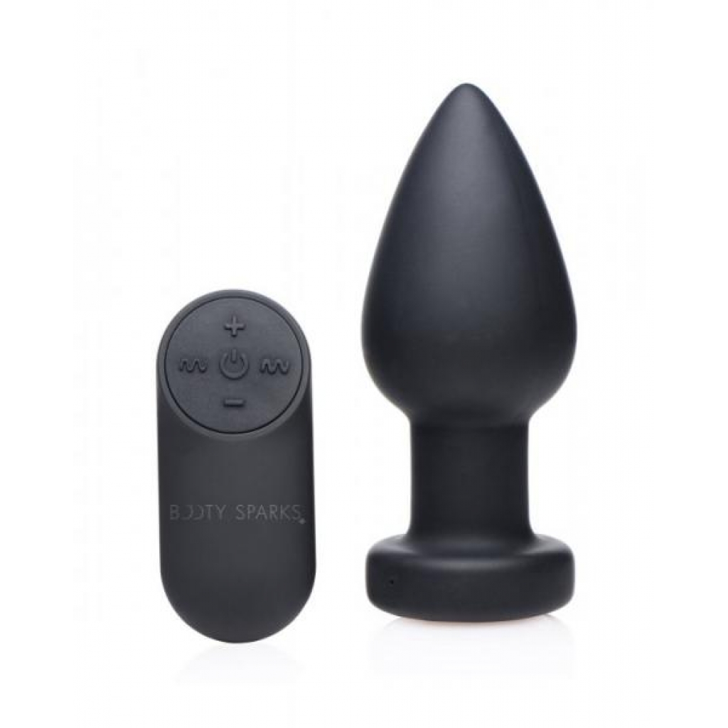 Booty Sparks Silicone LED Plug Vibrating Black Large - Anal Plugs