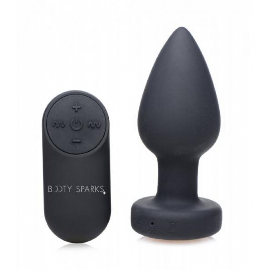 Booty Sparks Silicone LED Plug Vibrating Medium Black - Anal Plugs