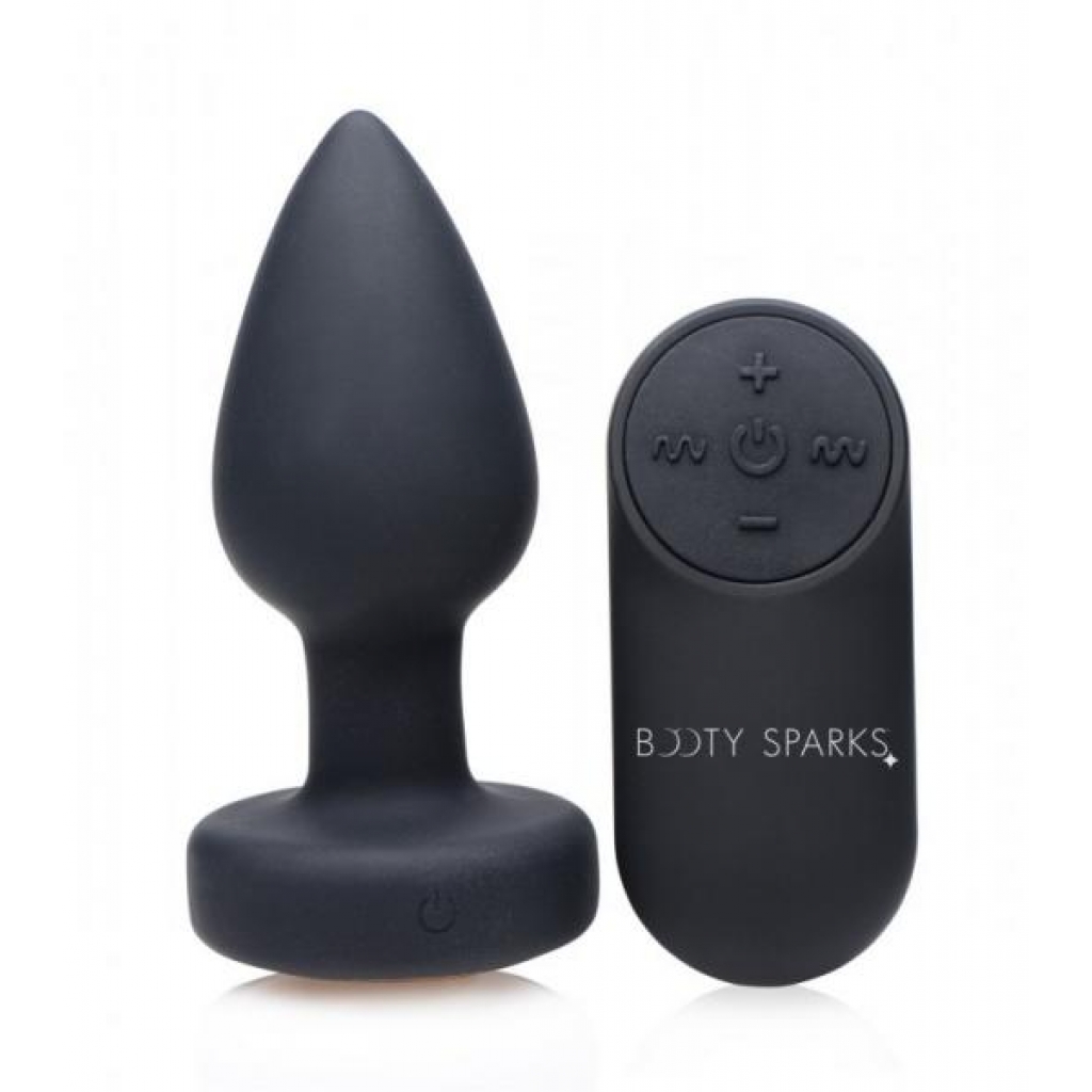 Booty Sparks Silicone LED Plug Vibrating Small Black - Anal Plugs