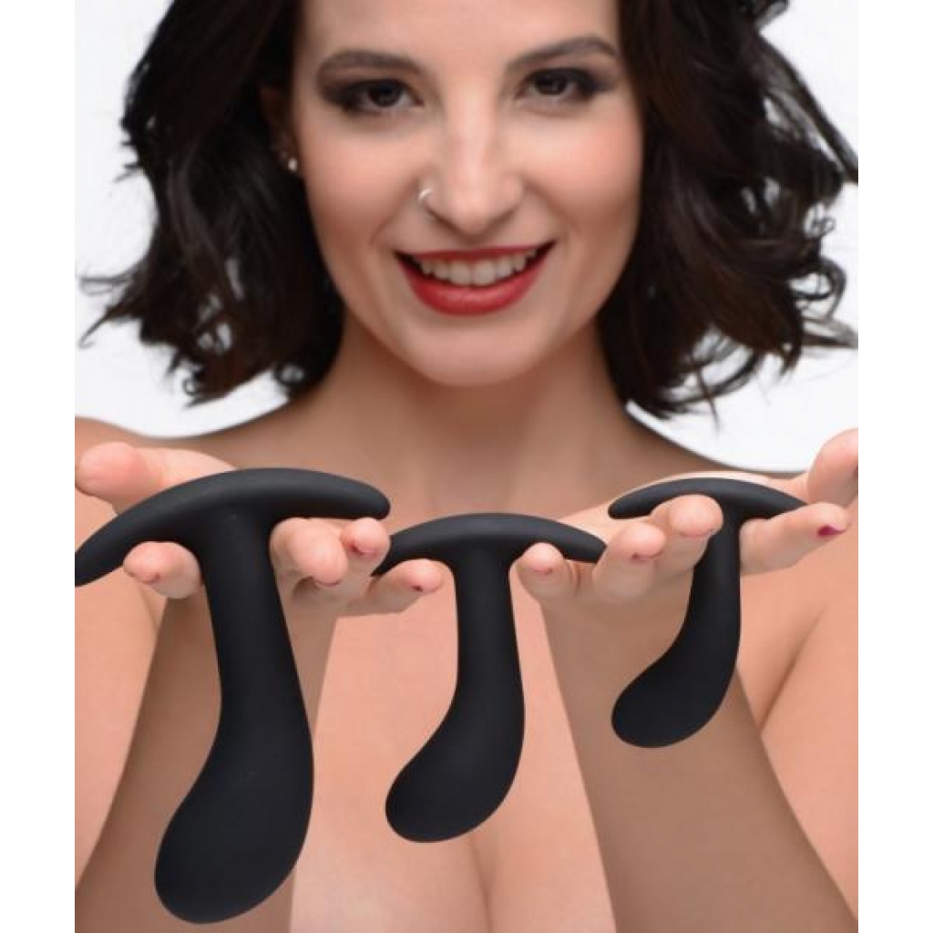 Master Series Dark Delights 3pc Curved Silicone Anal Trainer Set - Huge Anal Plugs