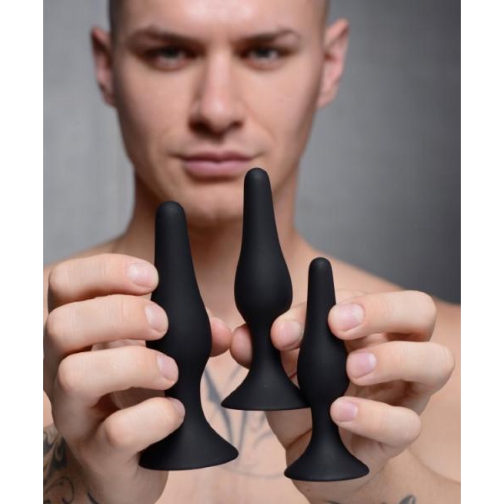 Master Series Triple Spire Tapered Silicone Anal Trainer 3pc Set - Huge Anal Plugs