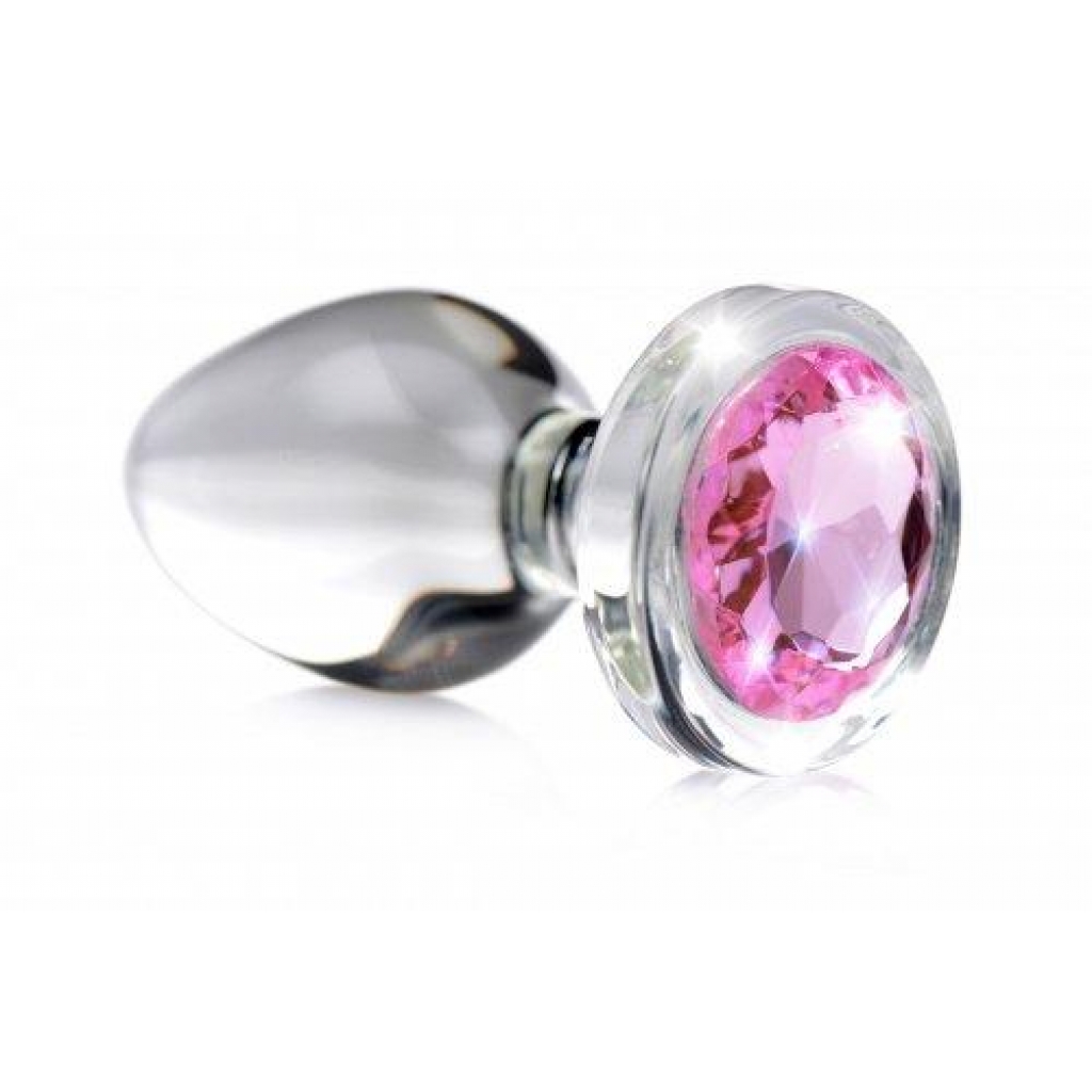 Booty Sparks Pink Gem Glass Anal Plug Small - Anal Plugs