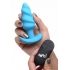 Bang! 21x Vibrating Silicone Swirl Butt Plug W/ Remote Blue - Anal Plugs