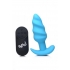 Bang! 21x Vibrating Silicone Swirl Butt Plug W/ Remote Blue - Anal Plugs