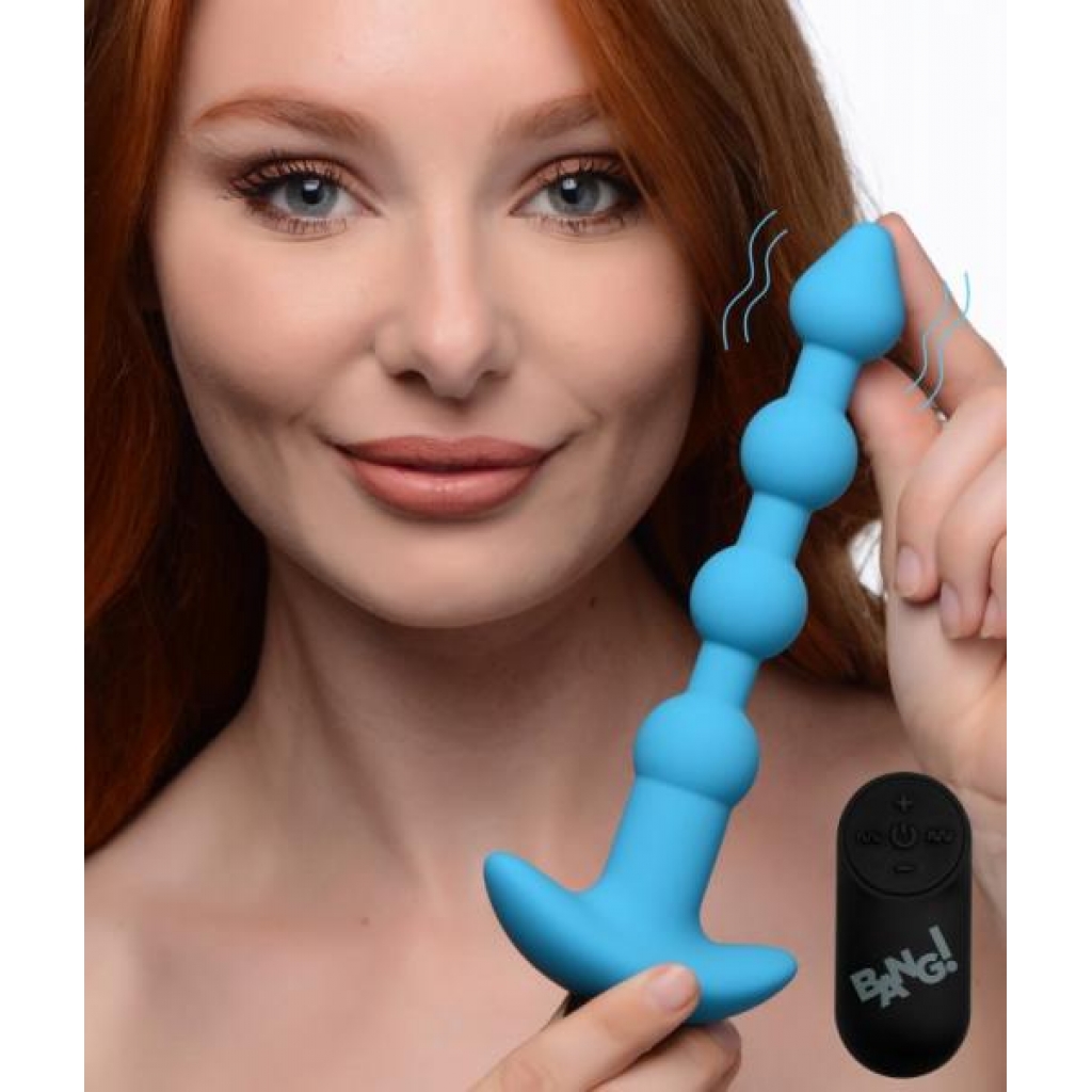 Bang! Vibrating Silicone Anal Beads & Remote Blue - Anal Beads