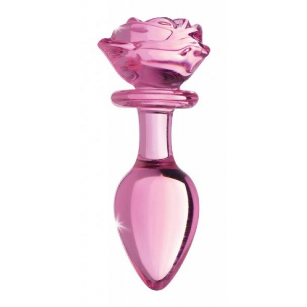 Booty Sparks Pink Rose Glass Large Anal Plug - Anal Plugs