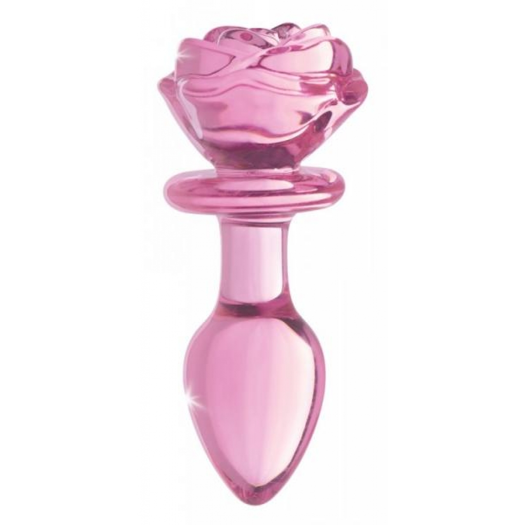 Booty Sparks Pink Rose Glass Medium Anal Plug - Anal Plugs