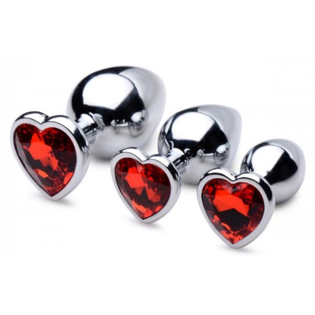 Booty Sparks Red Heart Gem Anal Plug Set - Anal Trainer Kits