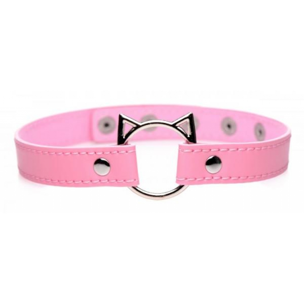 Master Series Kinky Kitty Ring Slim Choker Pink - Collars & Leashes