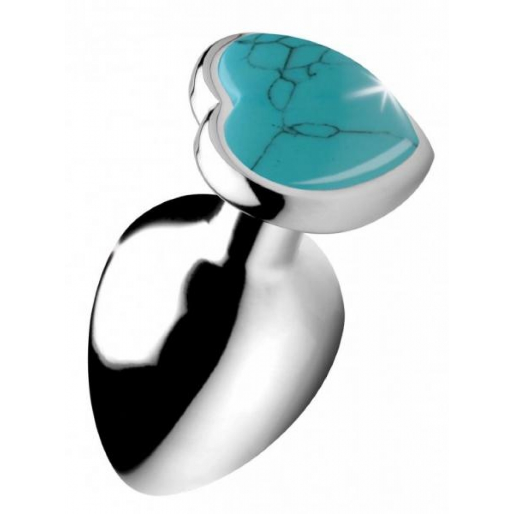 Booty Sparks Gemstones Large Heart Anal Plug Turquoise - Anal Plugs
