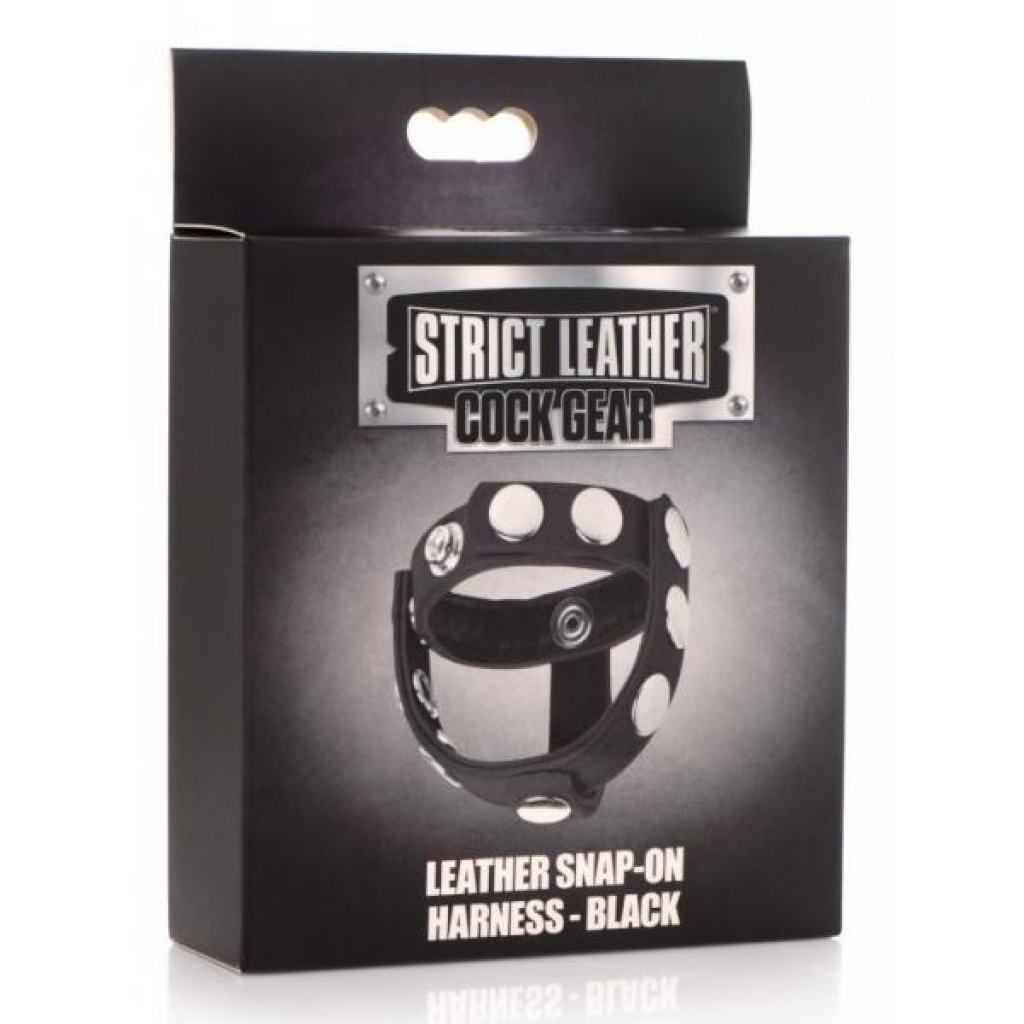 Strict Leather Cock Gear Snap On Harness Black - Adjustable & Versatile Penis Rings
