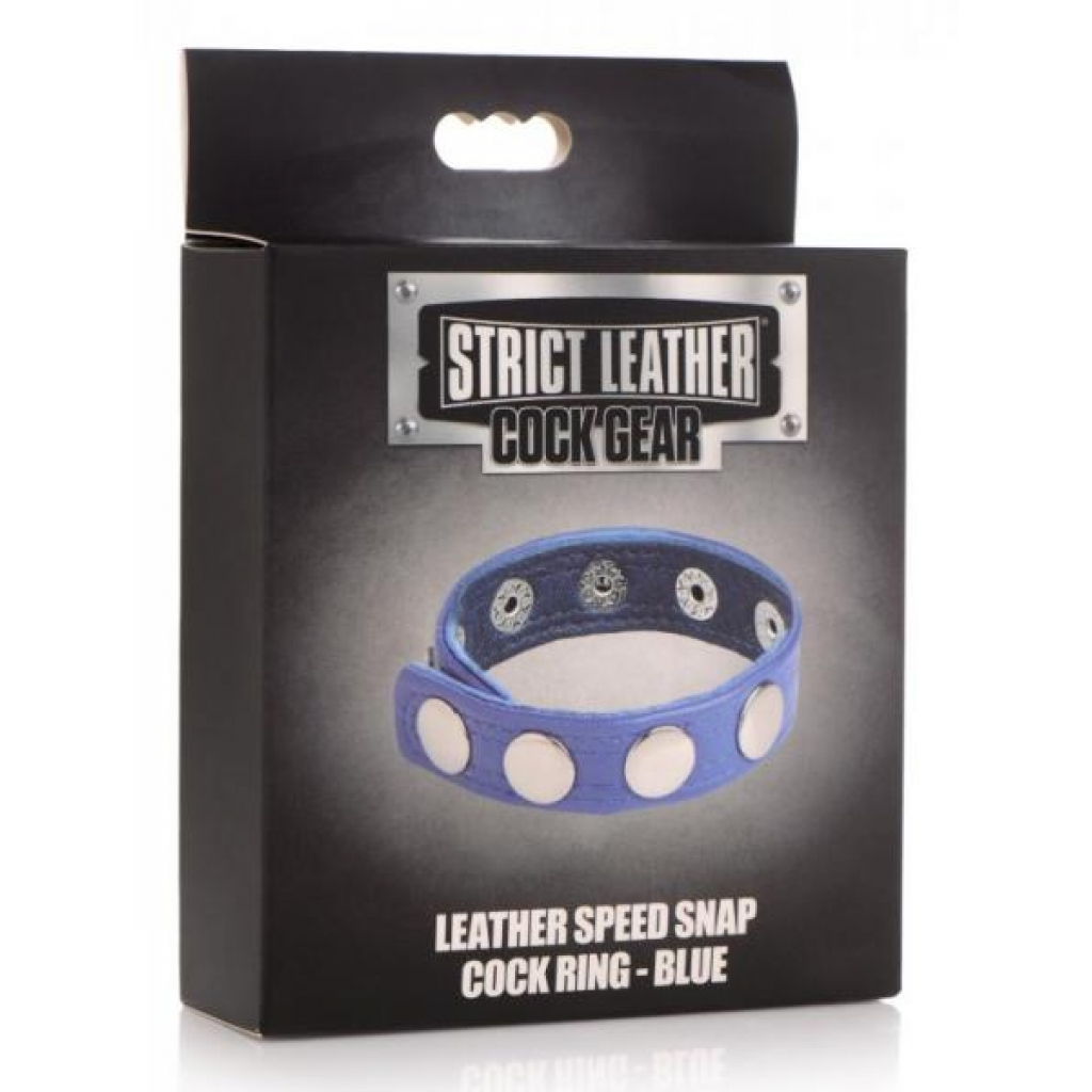 Strict Leather Cock Speed Snap Cock Ring Blue - Adjustable & Versatile Penis Rings