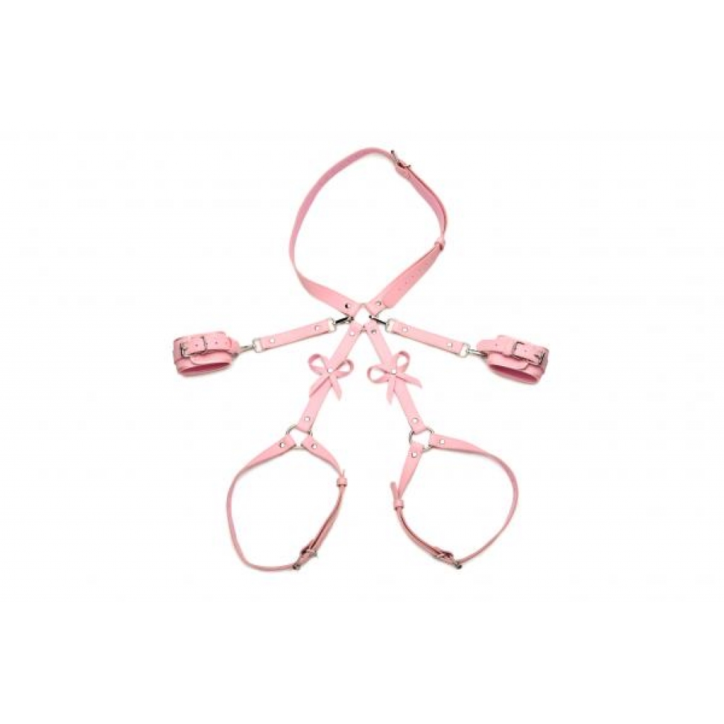 Strict Bondage Harness W/ Bows Pink Xl/2xl - Harnesses