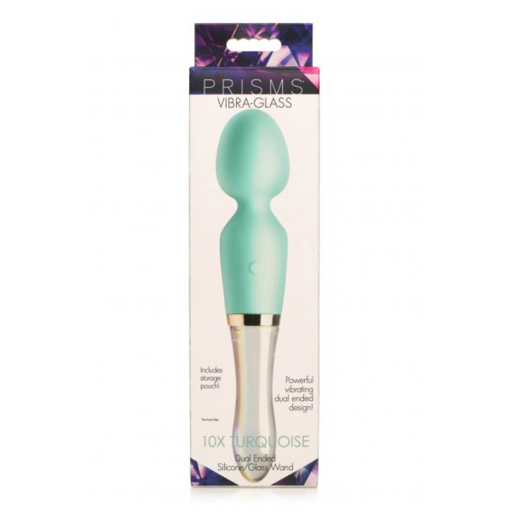 Prisms Vibra-glass 10x Turquoise Glass Wand Dual End - Body Massagers