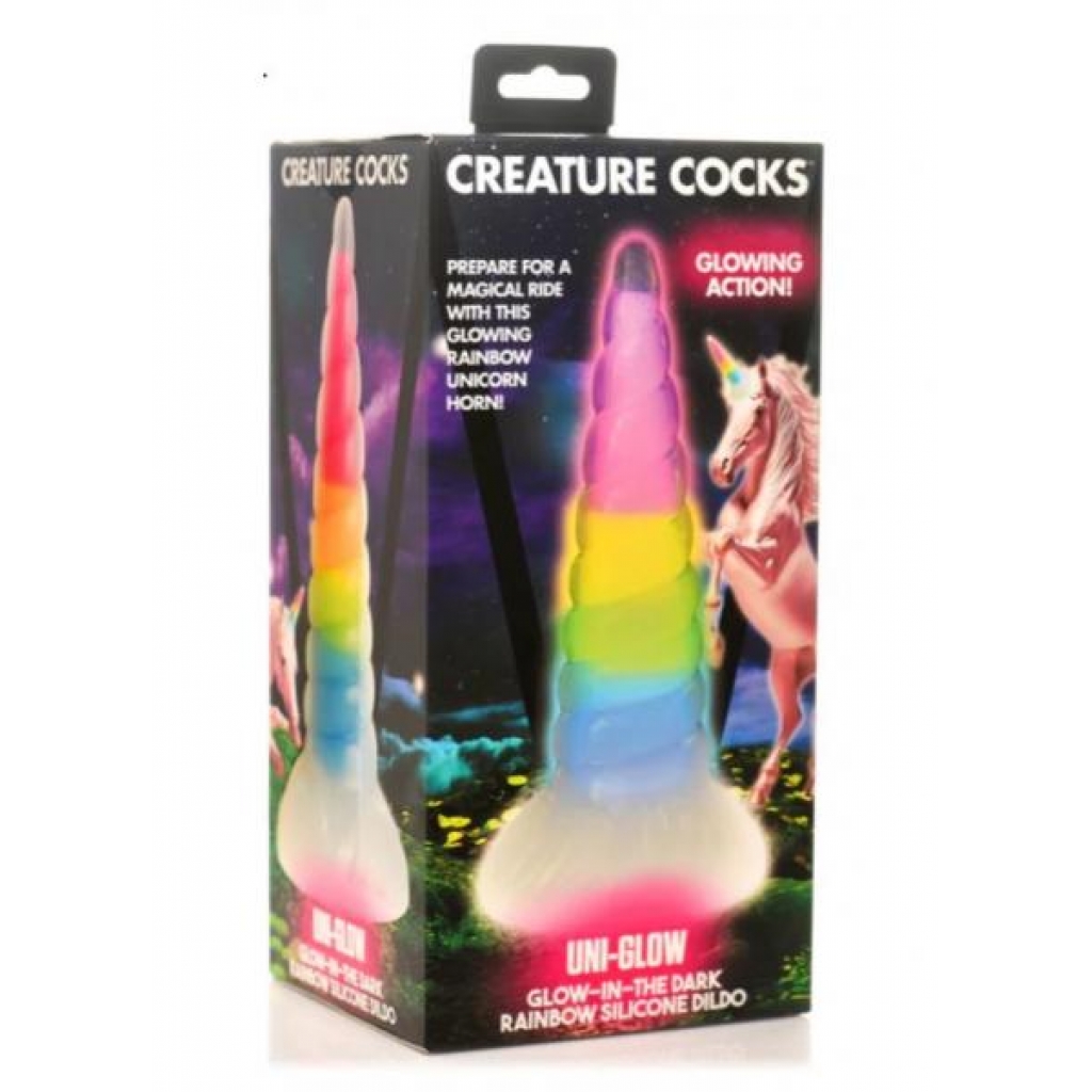 Creature Cocks Uni-glow Glow In The Dark Rainbow Dildo - Extreme Dildos
