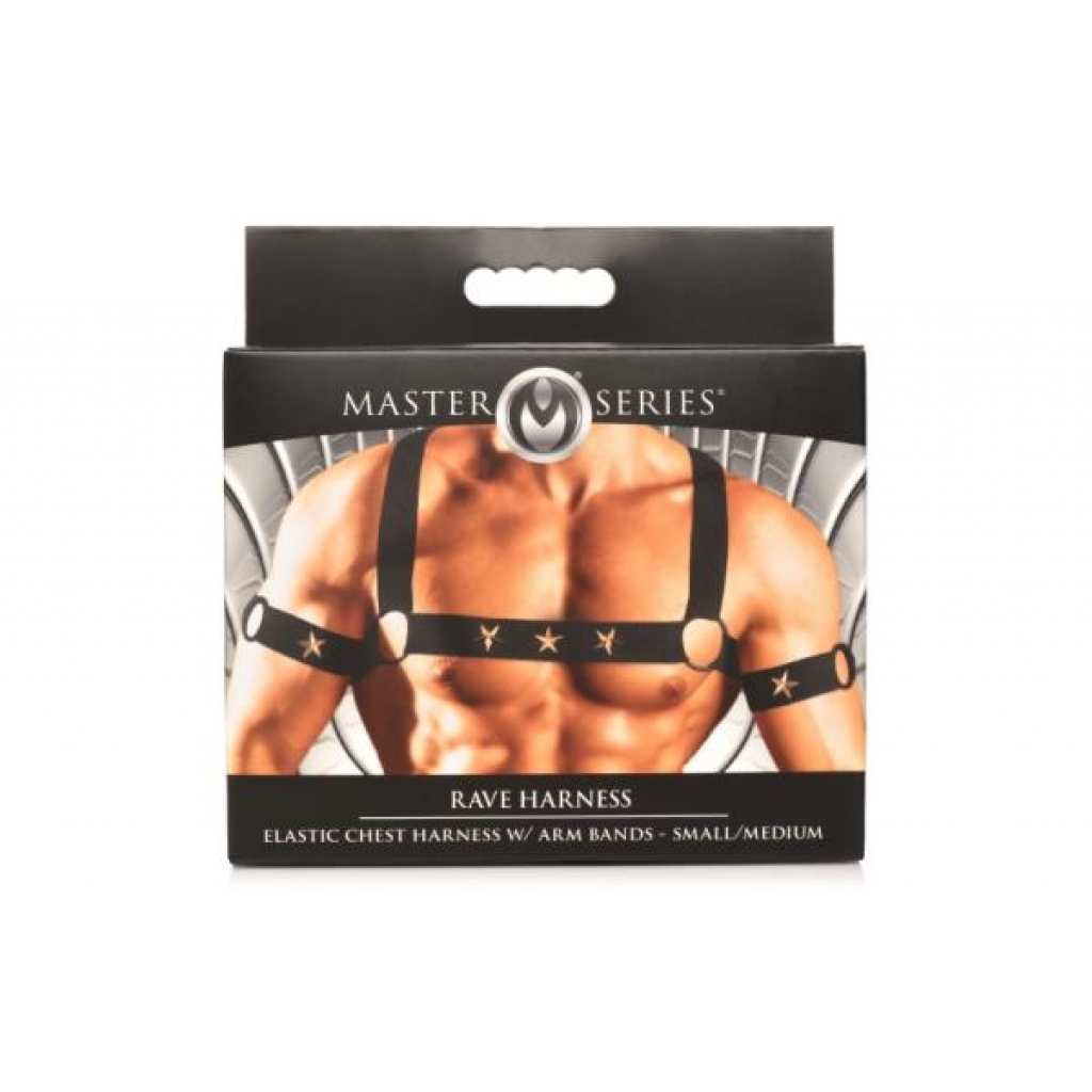 Master Series Elastic Chest Harness W/ Arm Bands S/m - Harnesses